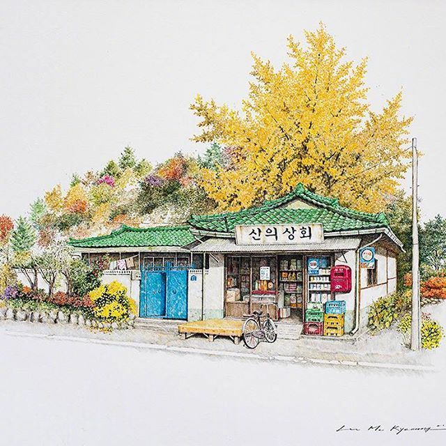 乡村小店门口的四季景，平淡的生活之美 （cr.Me Kyeoung Lee）