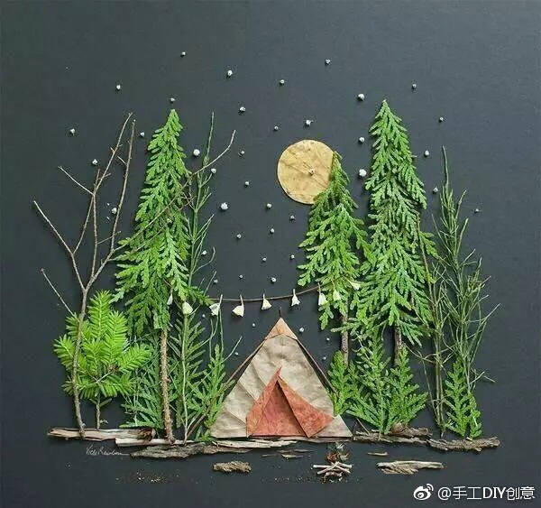 树叶风景画，艺术源于自然