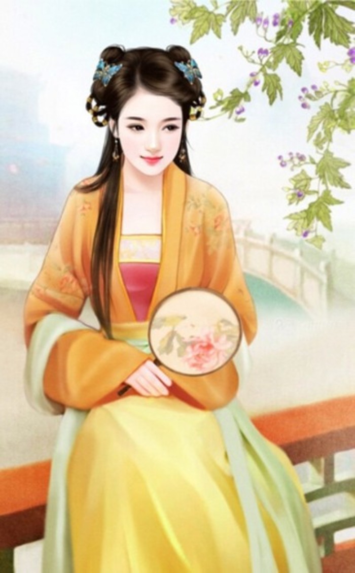 浓黛消香澹两蛾，花阴试步学凌波。专房自得倾城色，不怕凉风到扇罗。