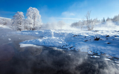 唯美，冬日，雪景，湖泊，飘渺