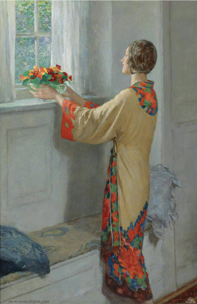 午后的闲暇，19世纪英国画家William Henry Margetson