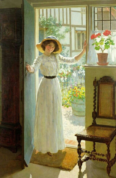 午后的闲暇，19世纪英国画家William Henry Margetson