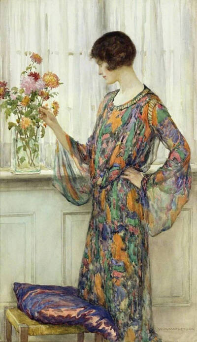 午后的闲暇，19世纪英国画家William Henry Margetson