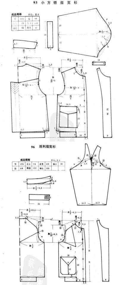 //男装裁剪图
小方领夹克衫
胜利茄克衫