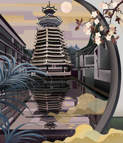 中国风城市系列插画 ​​​​| Amber Liu ​​​