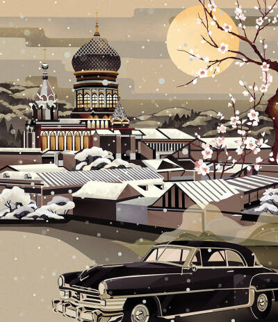 中国风城市系列插画 ​​​​| Amber Liu ​​​