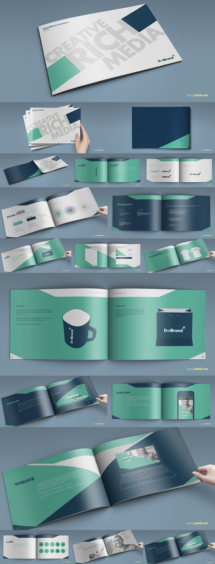 56#国外企业品牌VI手册子 企业画册品牌设计视觉形象画册模板素材