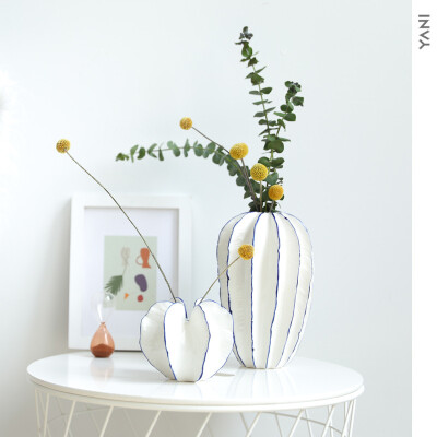 北欧创意装饰品电视柜陶瓷工艺品摆件干花花瓶景德镇陶瓷花瓶