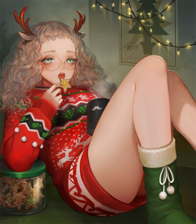 「Christmas Sweater Girl」/「田島幸枝」的插画 [pixivid=65952751]