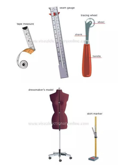 超详细的服装英语图库，看款式和学英语两不误！
小裁缝学堂
款式分类篇/工具篇