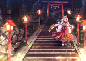 白狐神社 绘师：ねむりねむ（p id=1114585） 本作品id=73532145