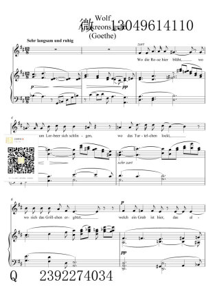 WolfanakreonsgrabGoethe五线谱声乐正谱钢琴伴奏谱移调专业户打谱专业户【贝多芬【