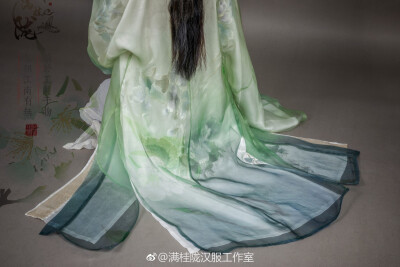 【满桂陇汉服工作室】叠穿织金绣花真丝缎长褙子（内）+叠穿真丝绡印花渐变褙子（外）