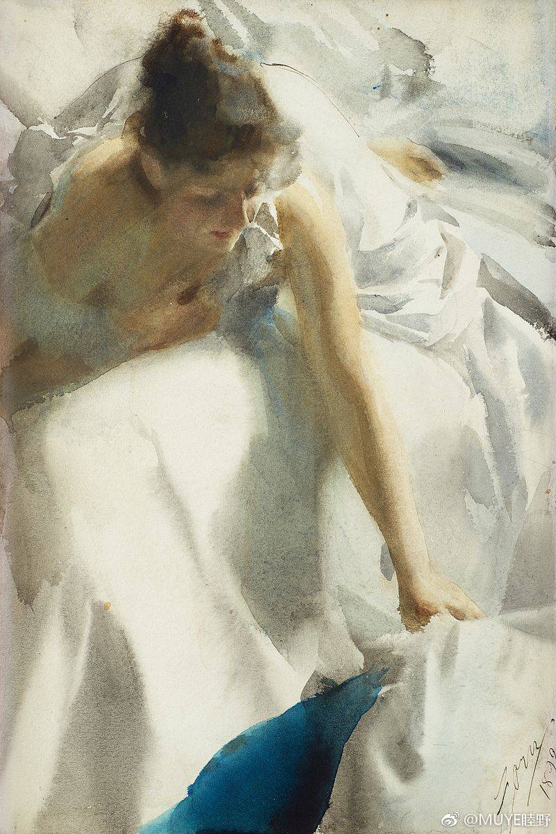 [cp]分享瑞典画家Anders Zorn（1860-1920）的画。Zorn的画笔法轻快，色彩清朗，造型准确。他最初以水彩画家的面貌进入画坛，后转作油画并很快成为欧洲知名的画家。 ​​​[/cp]