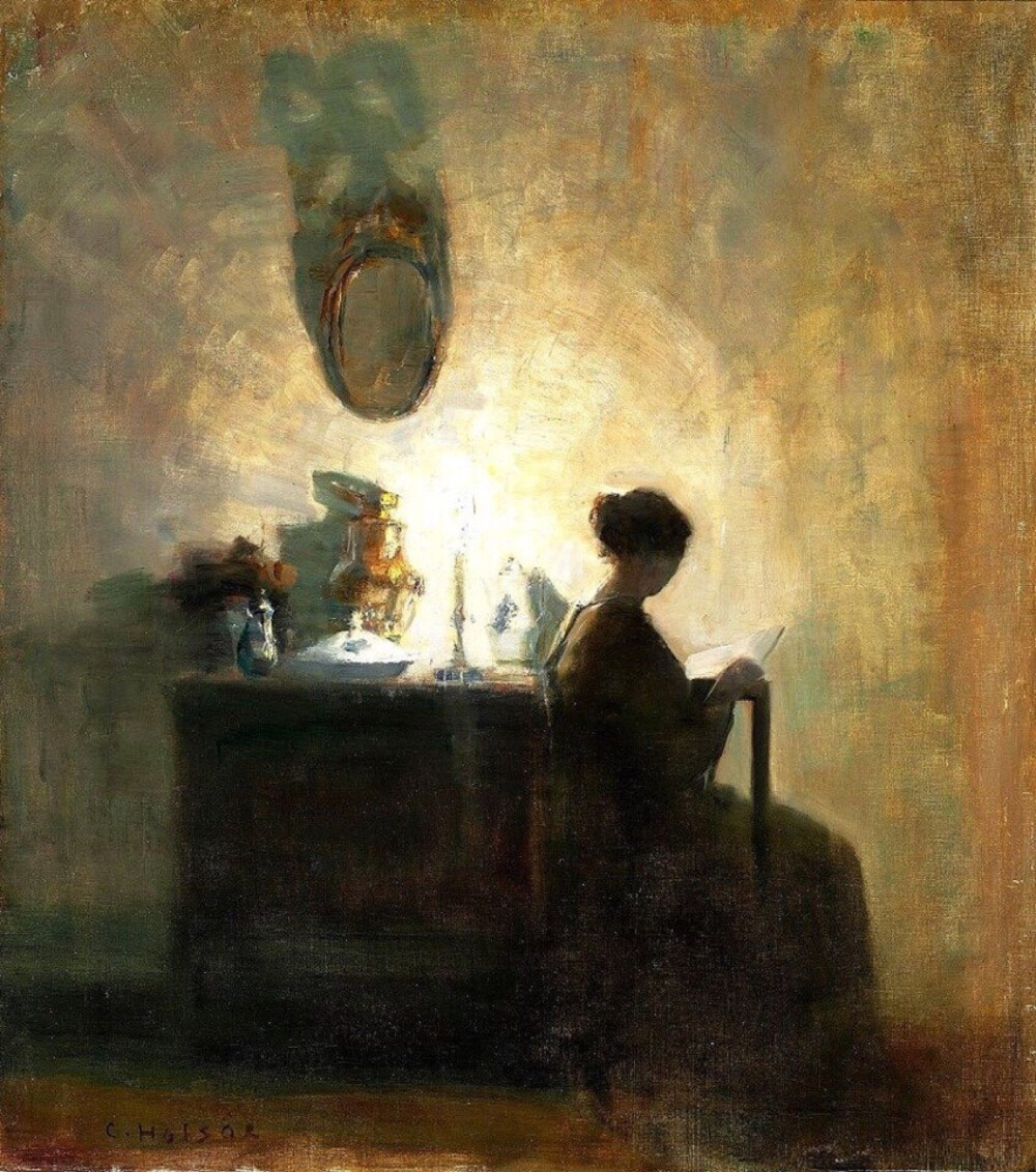 Interior with The Artist’s Wife Reading by the Candlelight
