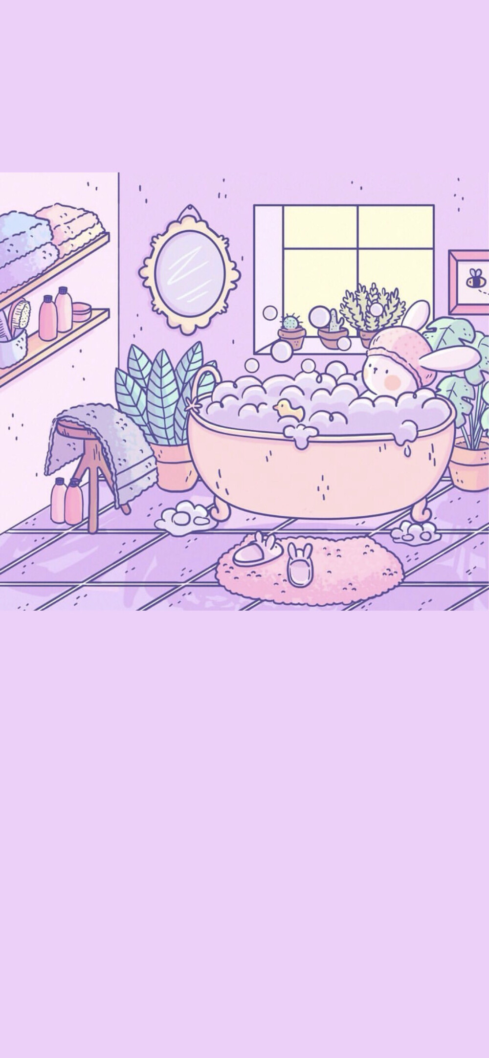 iphonexxs高清壁纸童趣插画粉紫色