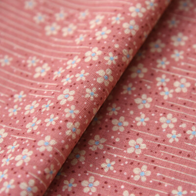 日本中古化纤粉色小花小纹反物布料口金荷包零料汉服娃衣旗袍面料