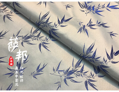 织锦缎竹叶花手工面料布料唐装旗袍汉服古装娃衣丝绸COS口金包