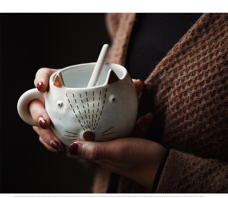 绘市集 景德镇手制陶瓷杯 可爱动物手绘杯咖啡杯 马克杯奶杯水杯