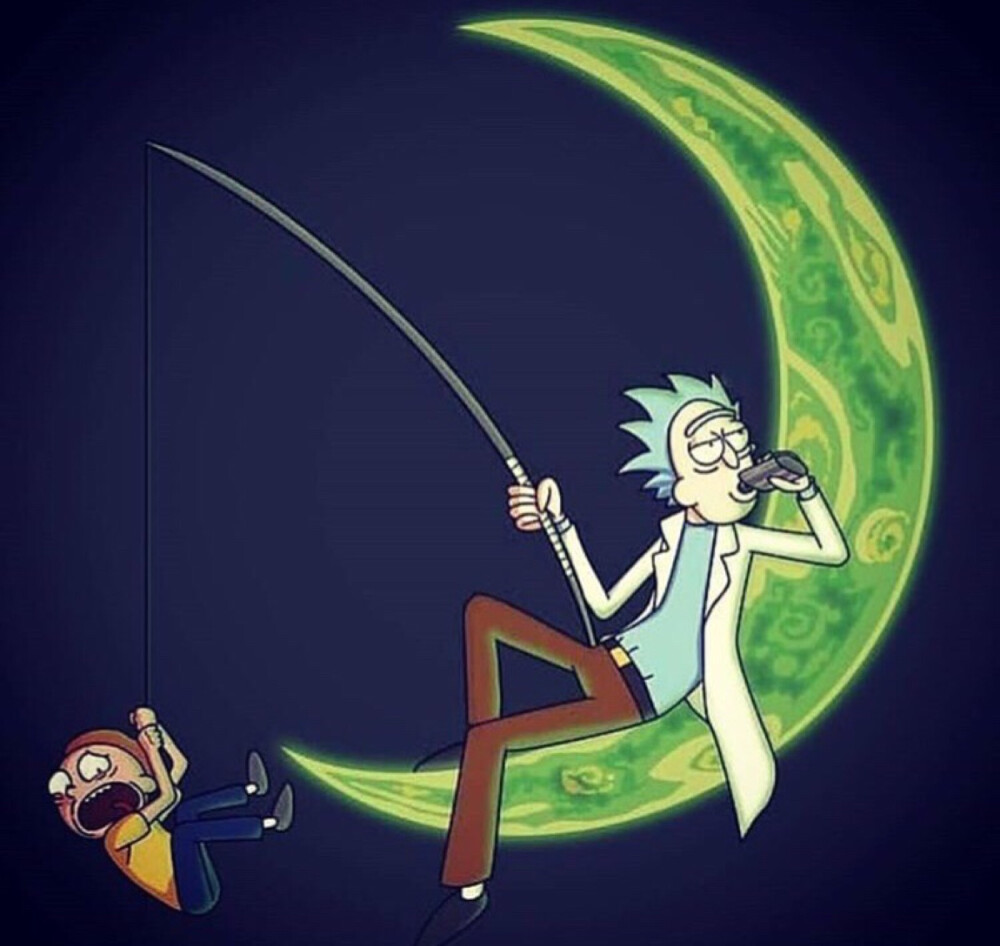 Rick and morty via:ins fly.high.moonmen