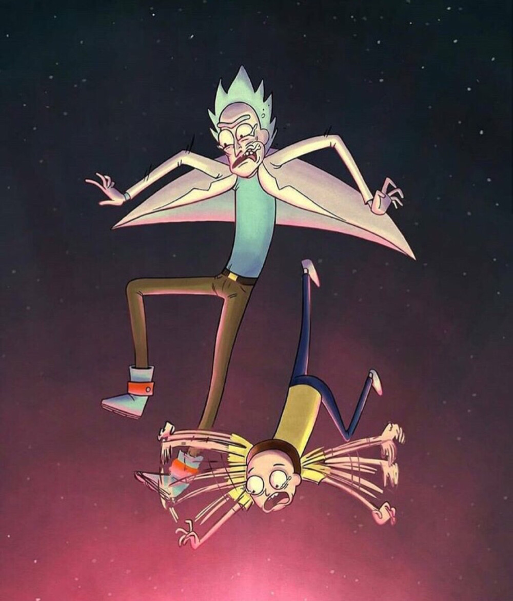 Rick and morty via:ins fly.high.moonmen