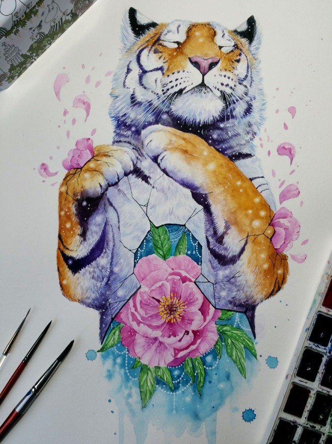 惊艳的动物水彩画by：Jonna Hyttinen