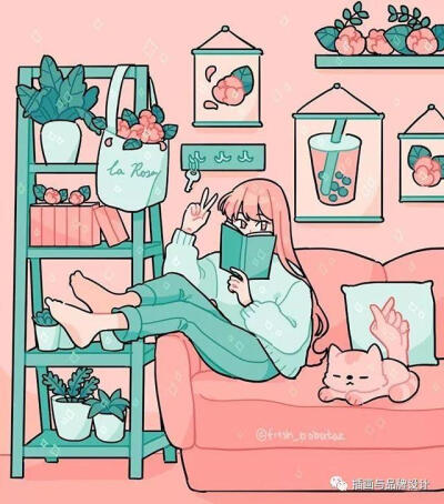 韩国插画师，花