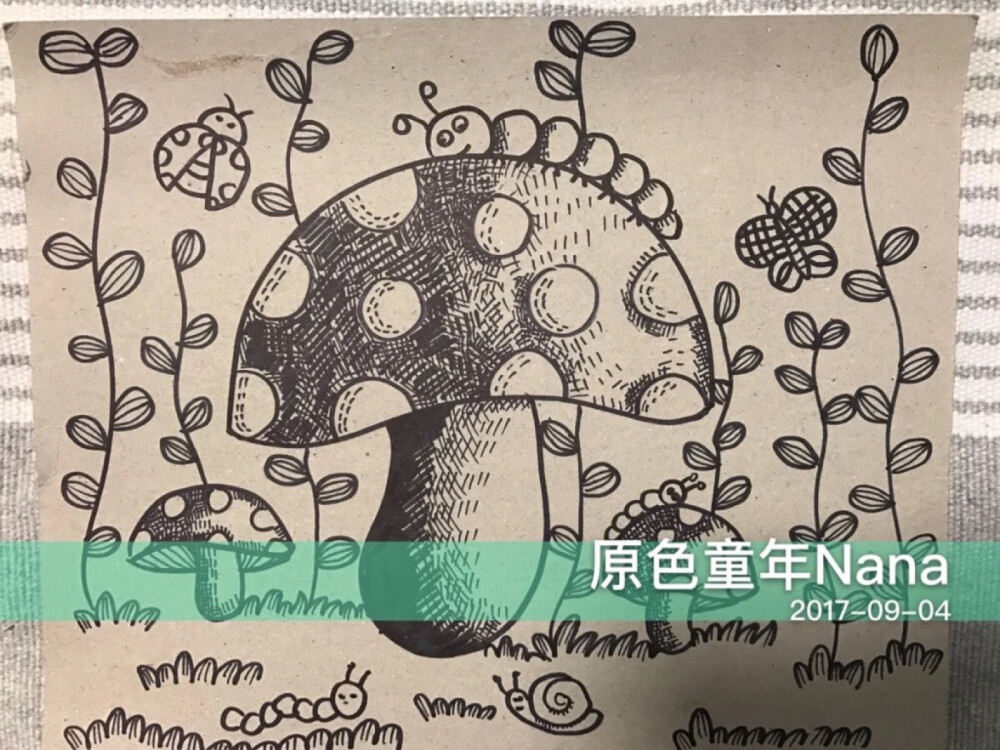 儿童画 线描 创意画 动物 植物 荷花 长颈鹿