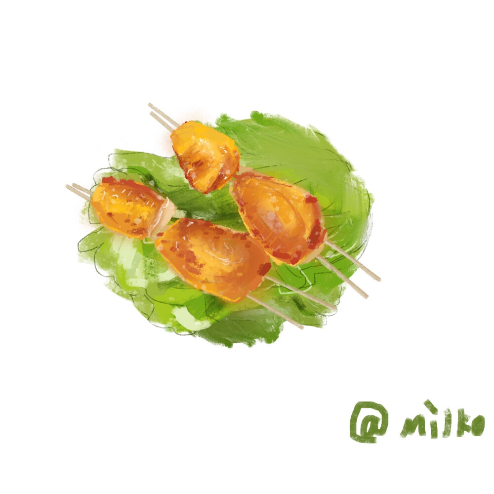 原创插画#昨天去烧烤了，两个人野外烧烤简直太棒了