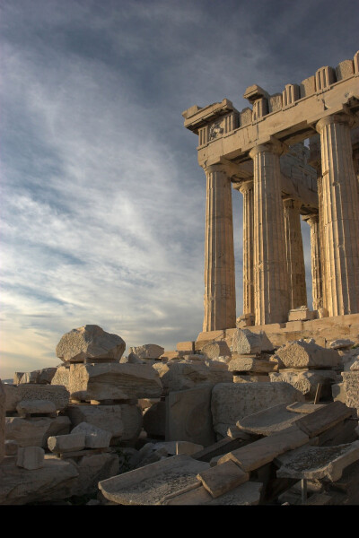 帕特农神庙，雅典，古希腊。Pathenon Temple, located in the Acropolics, which dedicated to the goddess Athena.