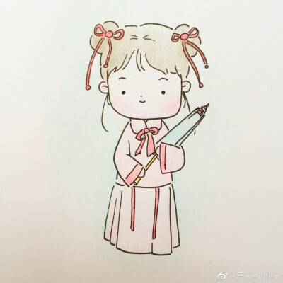 #简笔画#中国风———汉服小姑娘 （作者： 爱画画的橙子 ）