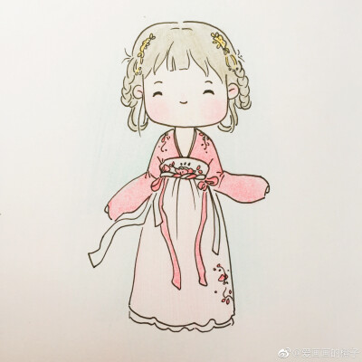 #简笔画#中国风———汉服小姑娘 （作者： 爱画画的橙子 ）