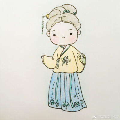 #简笔画#中国风———汉服小姑娘 （作者： 爱画画的橙子 ）