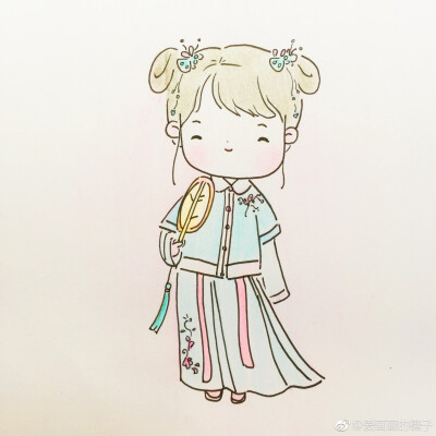 #简笔画#中国风———汉服小姑娘 （作者： 爱画画的橙子 ）