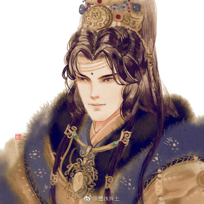 【插画师：墨水拌土】手绘古装美男