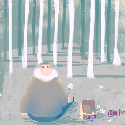 原创插画#“没有战争的日子啊”，年老的准尉说。