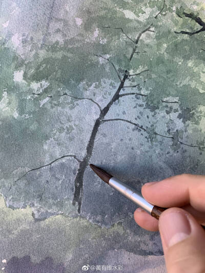 画风景常常要用到很多绿颜色，近景的绿和中景的绿还有远景的绿都各不相同。虽然都是绿色却有微妙的变化，中景的灰绿色是画面的主要色调。因为是示范，画面有70x50cm大小，来不及精细刻画，但我自己还是很喜欢。 作者…