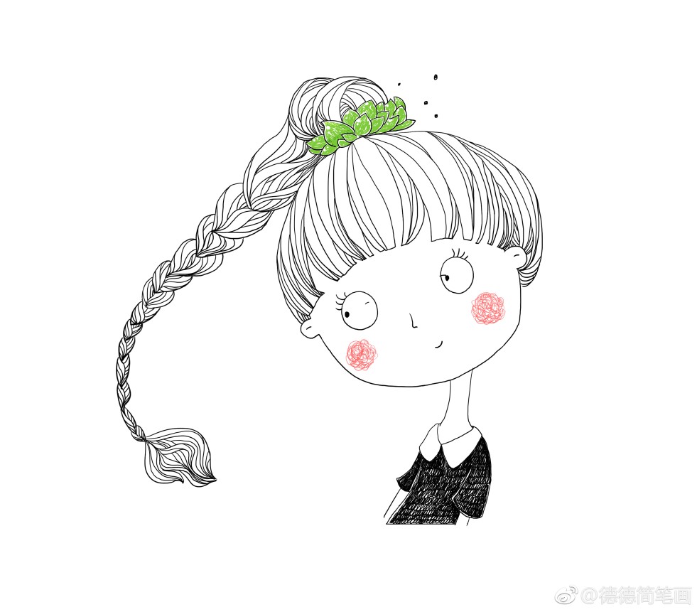 手绘插画森系唯美小清新文艺少女