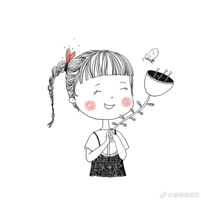 手绘插画森系唯美小清新文艺少女