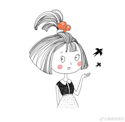 手绘插画森系唯美小清新文艺少女