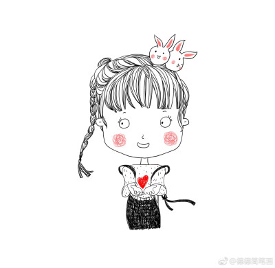 手绘插画森系唯美小清新文艺少女