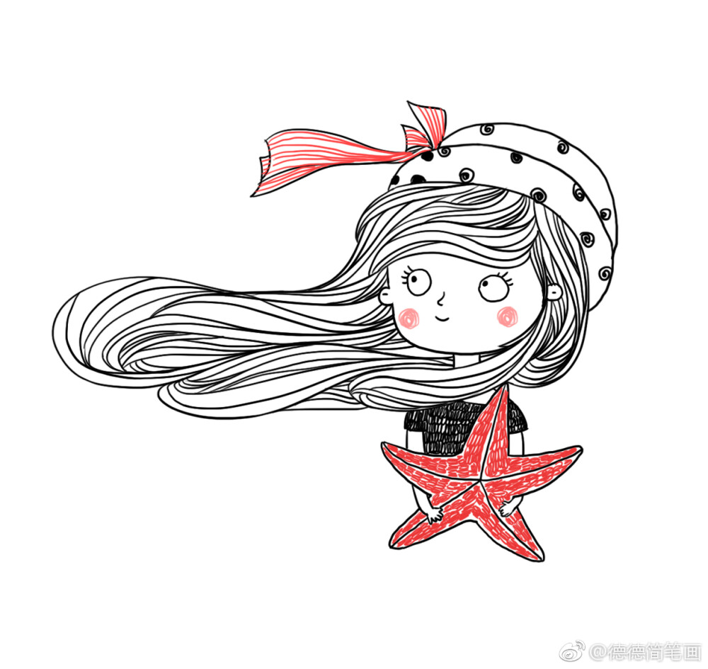 手绘插画森系唯美小清新文艺少女