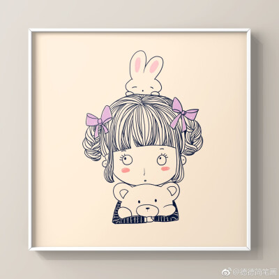 手绘插画森系唯美小清新文艺少女