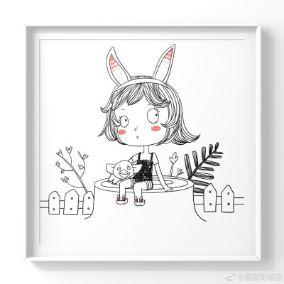 手绘插画森系唯美小清新文艺少女