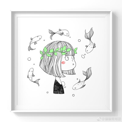 手绘插画森系唯美小清新文艺少女