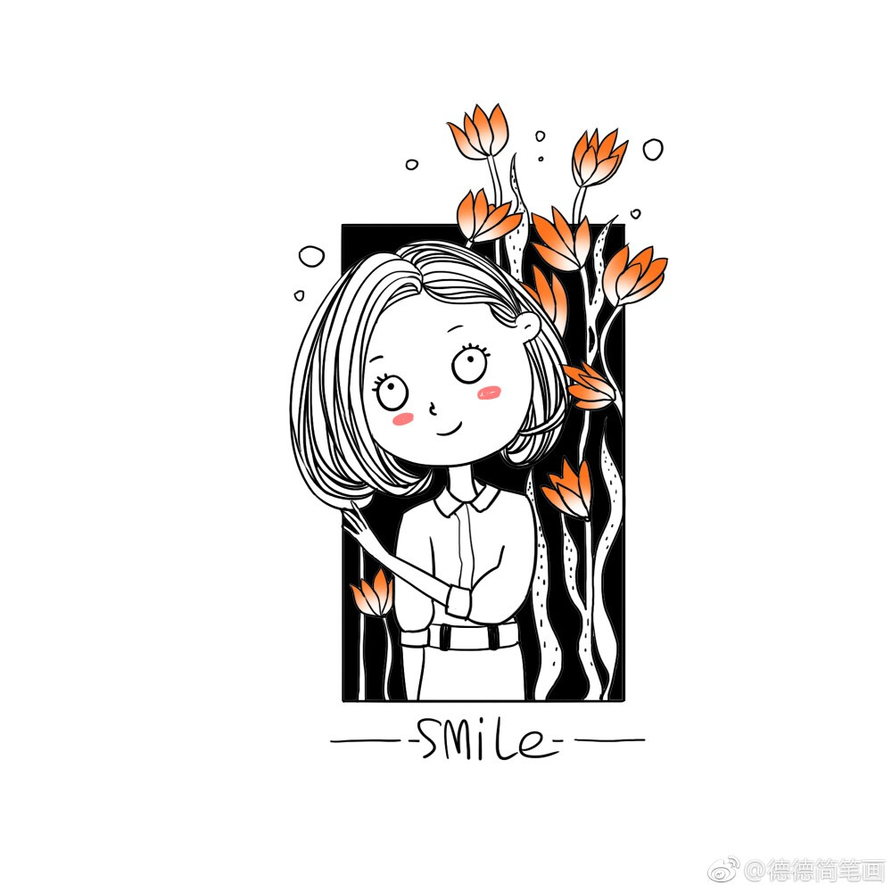 手绘插画森系唯美小清新文艺少女