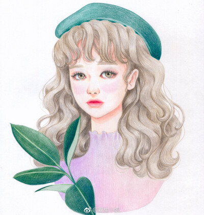 手绘插画森系唯美小清新文艺少女