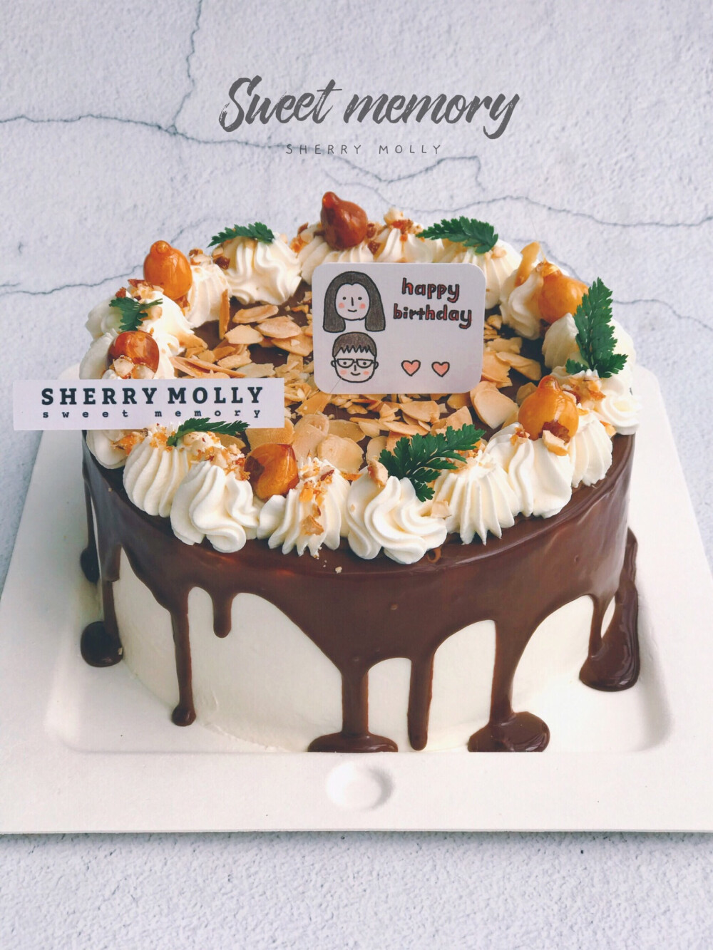 #SHERRY Molly家の下午茶#—『巧克力cake』老客人给男朋友订的生日cake～什么要求都没说 因为每次都能给她好看的小惊喜呀Molly说这款cake看着就好好吃呀～它还有个好听的名字喔 叫“榛的爱你” 有焦糖榛子和杏仁片加甘纳许结合 吃完满口甜蜜呀～男女主人公一定能吃出其中滋味哒