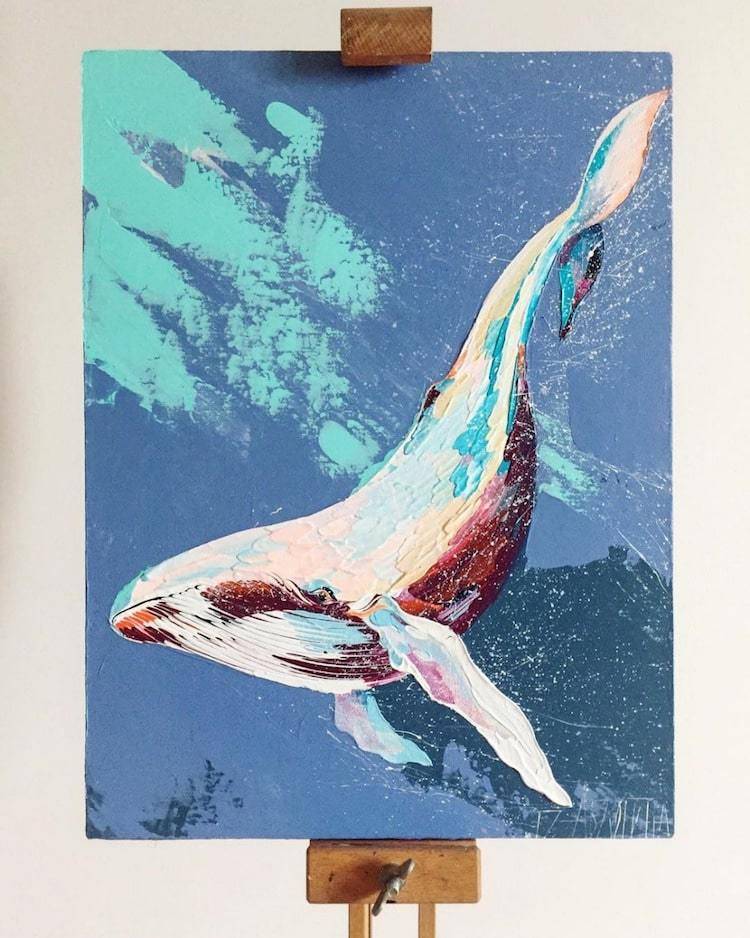 鲸~ 绘画作品~作者：Anastasia Ablogin
