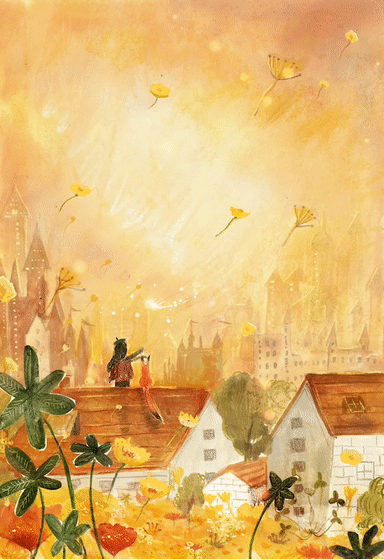 很高兴接到福建少年儿童出版社的邀约，为童诗300首创作一系列插画。
一朵花，一棵草，一只虫子，一束阳光，怎样个成一个丰足的世界，怎样值当我们认真对待。一朵云，一滴雨，一片叶子，一声鸟鸣，怎样从身外落到我们…